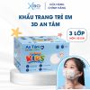 Khẩu trang trẻ em 3D An Tâm 3 lớp kháng khuẩn ngăn ngừa bụi mịn cho bé từ 3-8 tuổi hộp 50 cái AT3D50C