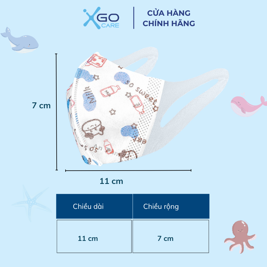 Khẩu trang trẻ em 3D An Tâm 3 lớp kháng khuẩn ngăn ngừa bụi mịn cho bé từ 3-8 tuổi hộp 50 cái AT3D50C