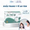 Hộp 50 cái khẩu trang y tế 4 lớp An Tâm kháng khuẩn không xù chống tia UV thiết kế thời trang mang đi tiện lợi