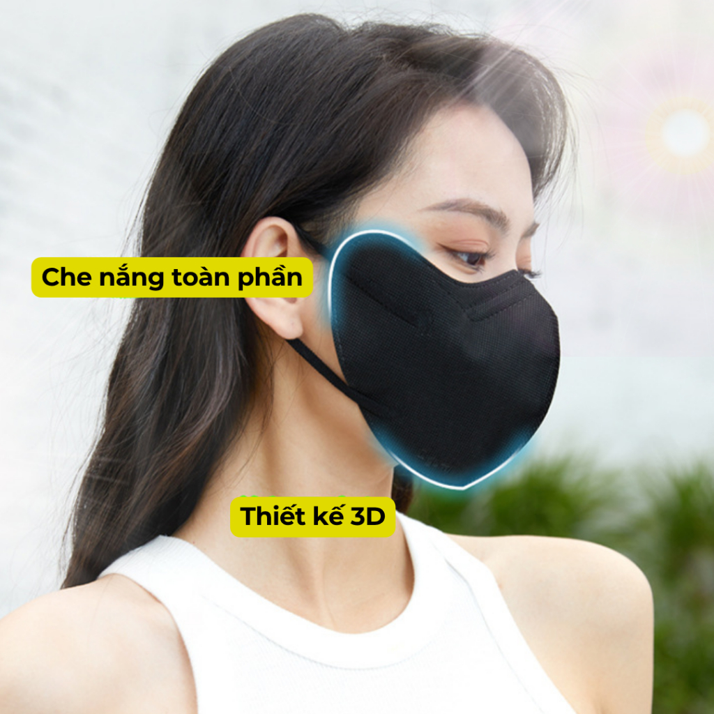 Thùng sỉ 100 bịch khẩu trang 9A PT mask cao cấp 5 lớp kháng khuẩn thiết kế 3D che nắng phổ rộng
