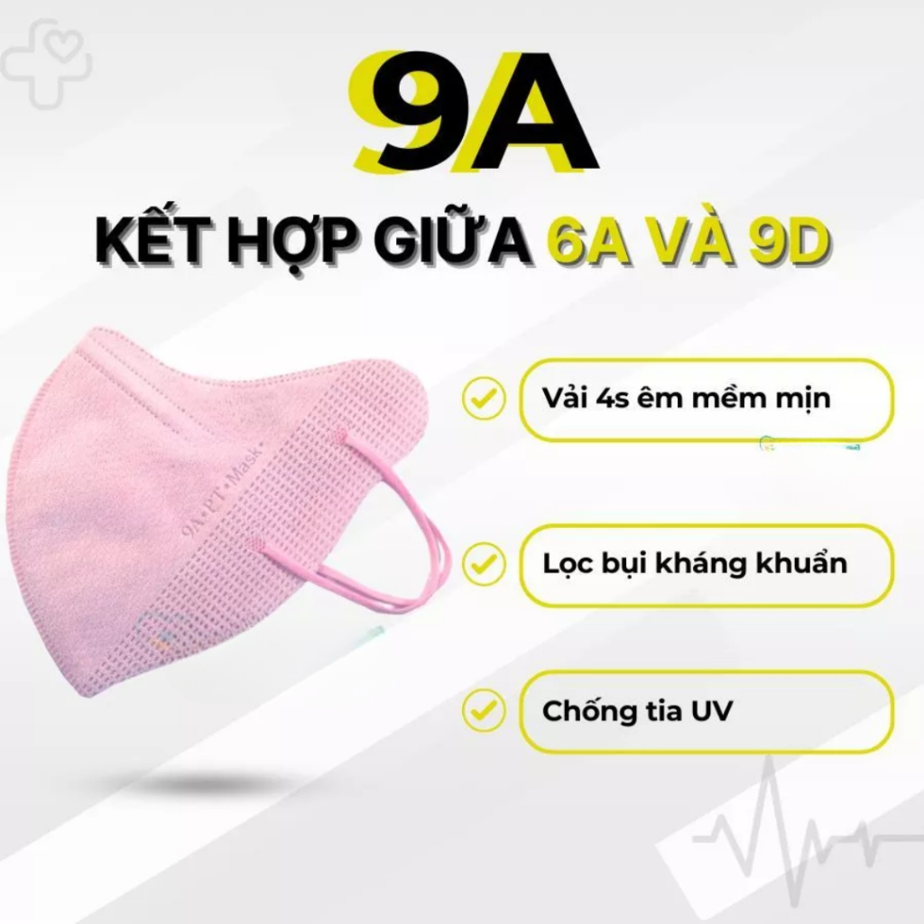 Thùng sỉ 100 bịch khẩu trang 9A PT mask cao cấp 5 lớp kháng khuẩn thiết kế 3D che nắng phổ rộng