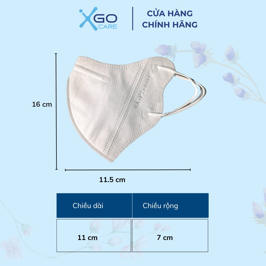 Khẩu trang 6A PT 4 lớp giúp kháng khuẩn vượt trội ngăn chặn khói bụi và chống tia UV toàn diện gói 10 cái PT6AO