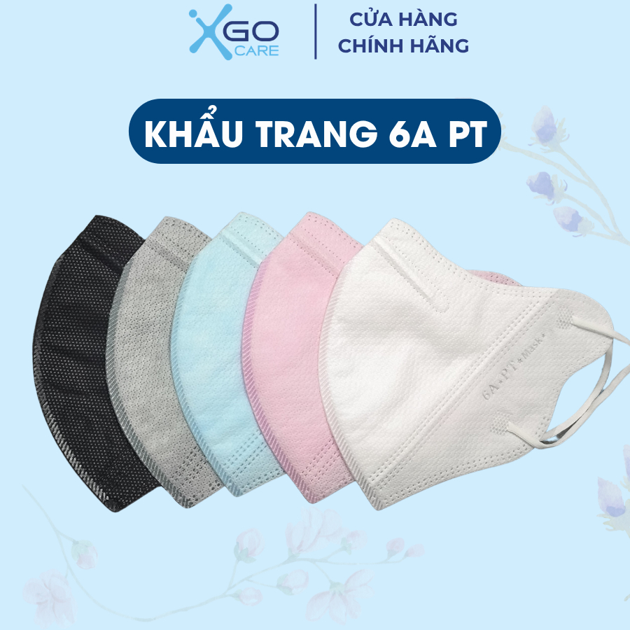 Khẩu trang 6A PT 4 lớp giúp kháng khuẩn vượt trội ngăn chặn khói bụi và chống tia UV toàn diện gói 10 cái PT6AO