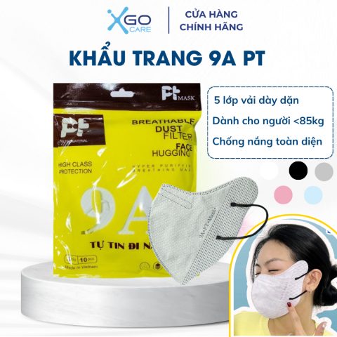 Khẩu trang 9A chống nắng PT 5 lớp dày dặn lọc bụi kháng khuẩn chống tia UV toàn diện combo 50 cái x5PT9AO