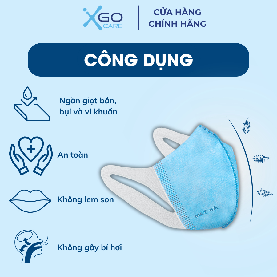 Khẩu trang y tế 3D mask An Tâm hộp 50 cái khẩu trang chống bụi mịn thoáng khí dành cho người lớn