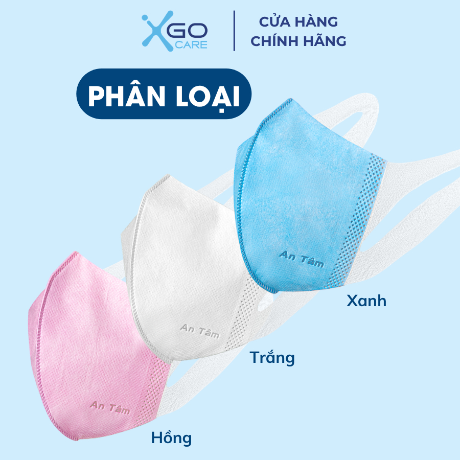 Khẩu trang y tế 3D mask An Tâm hộp 50 cái khẩu trang chống bụi mịn thoáng khí dành cho người lớn