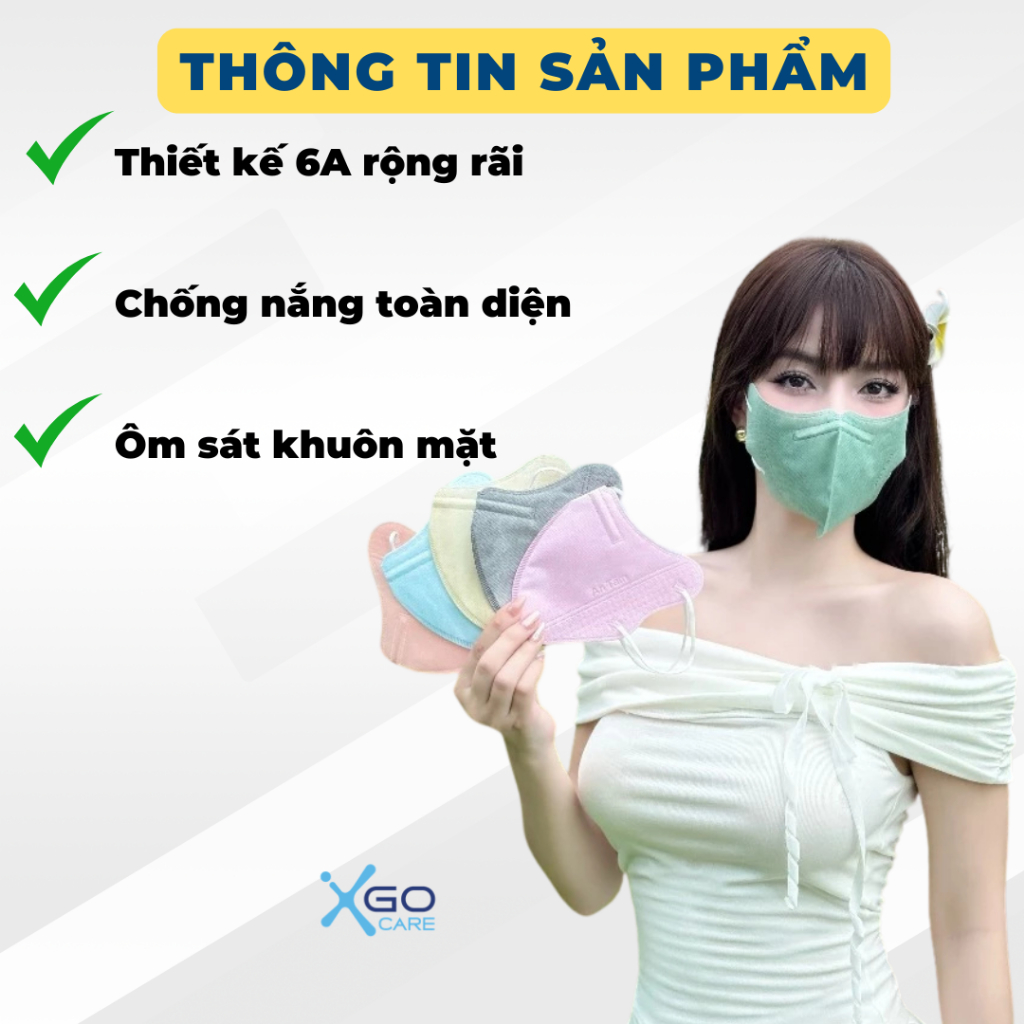 Khẩu trang 6A An Tâm 4 lớp chống nắng toàn diện chống bụi mịn hiệu quả thùng khẩu trang 100 cái tiện ích