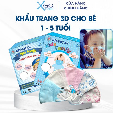 Set 5 hộp 50 cái khẩu trang cho bé 3D Mask Kids Khánh An kháng khuẩn chống bụi mịn dành cho bé từ 1-8 tuổi