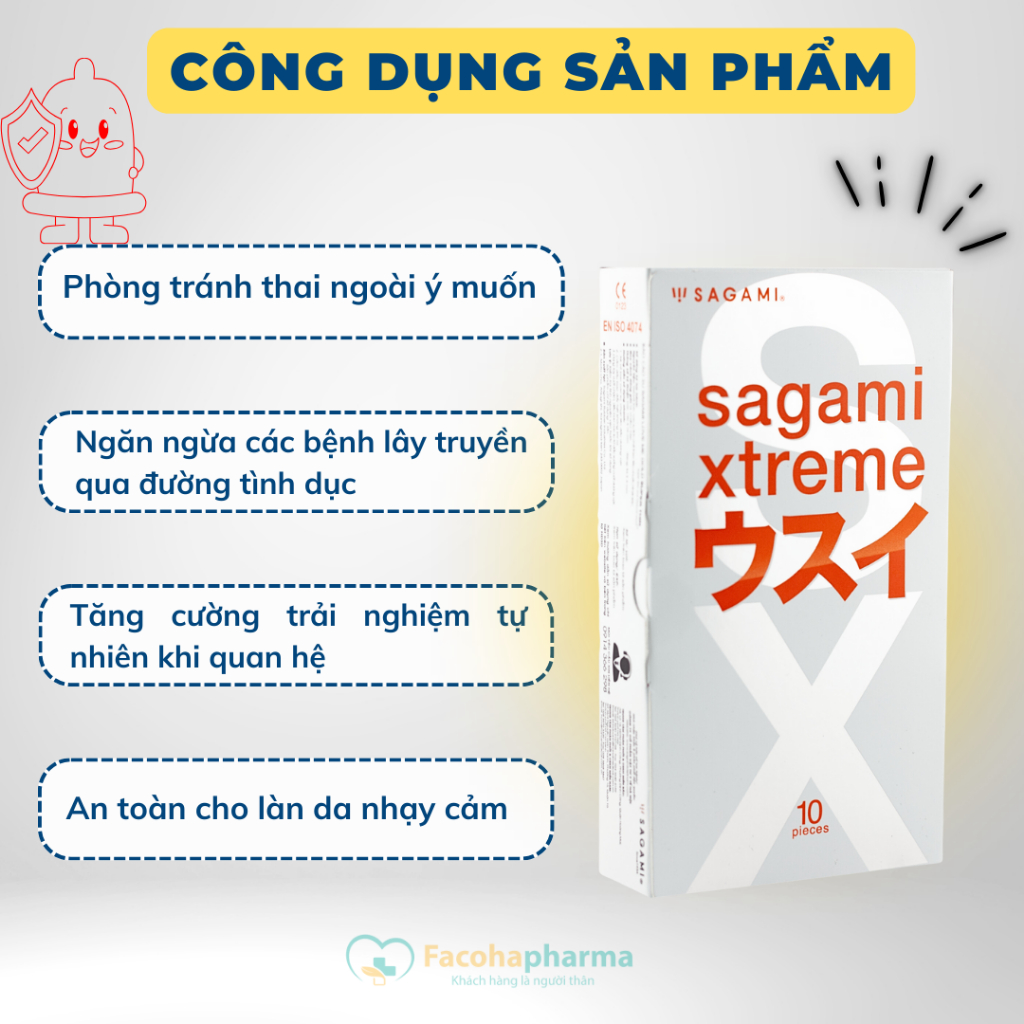 Bao cao su siêu mỏng Sagami Superthin siêu mỏng tăng kích thích kéo dài quan hệ hộp 10 cái