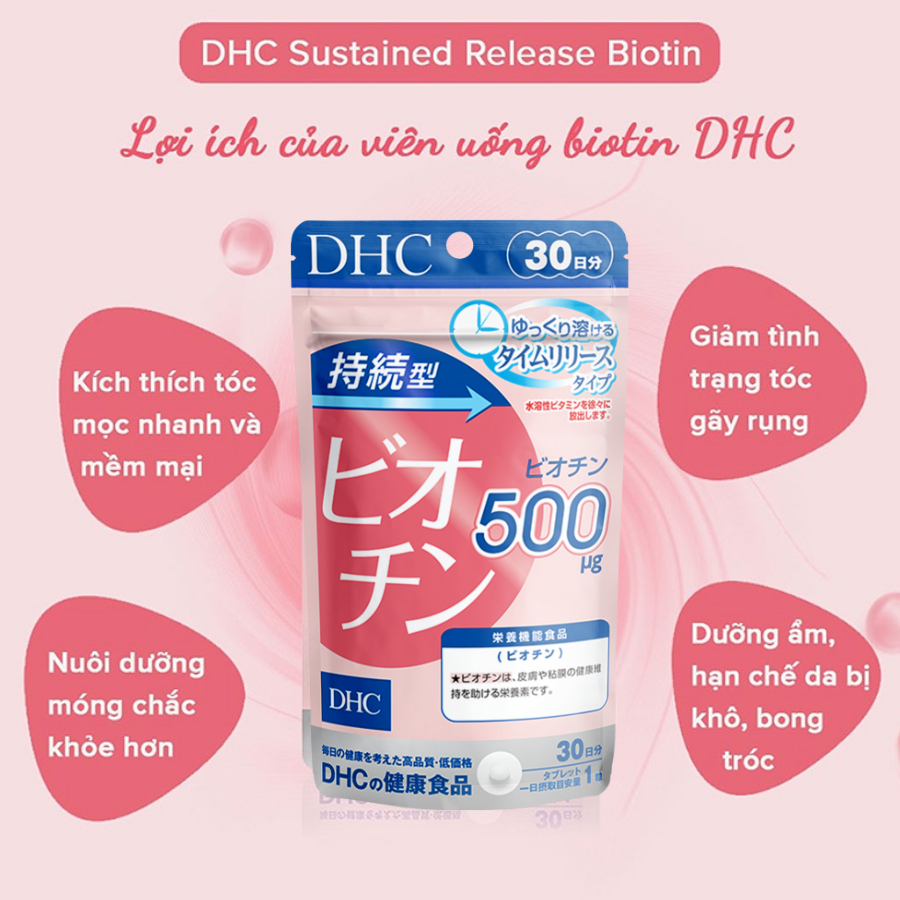 Viên uống DHC Biotin Nhật Bản ngăn rụng tóc giúp tóc chắc khỏe gói 30 viên 30 ngày TPN7.28