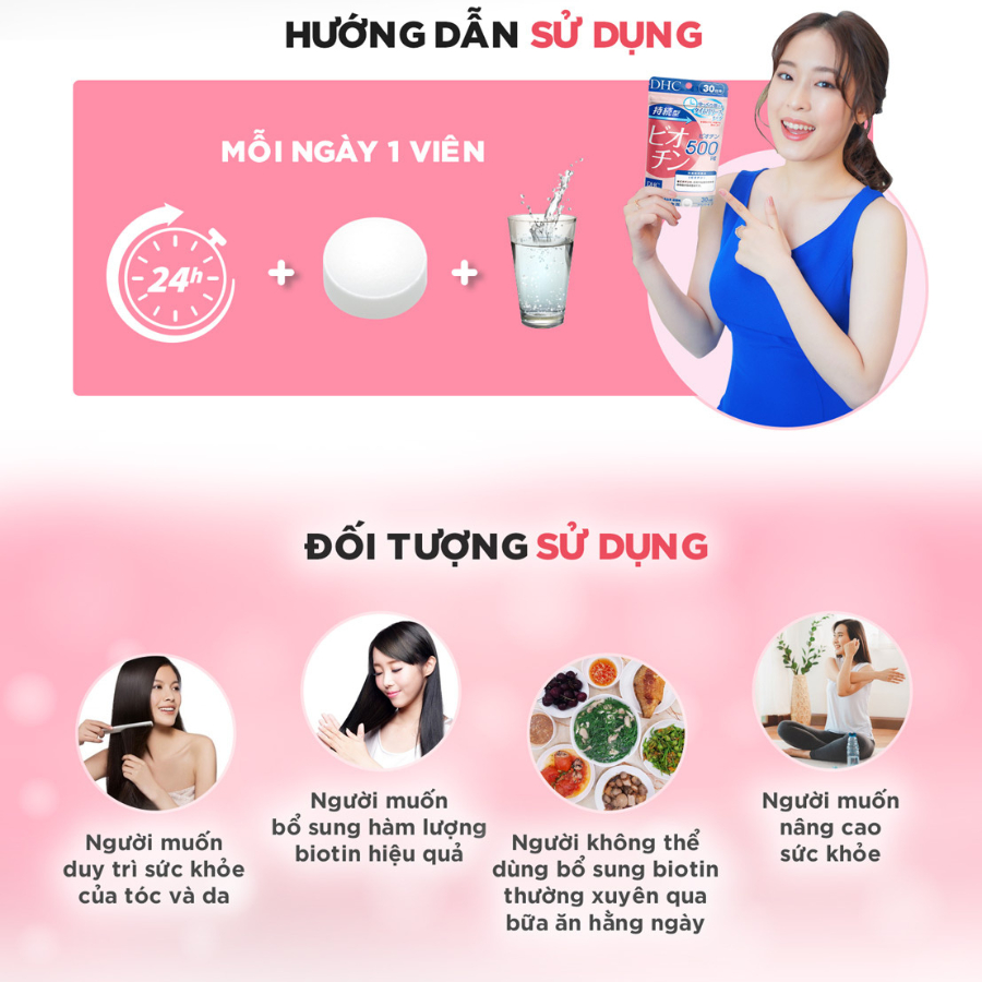 Viên uống DHC Biotin Nhật Bản ngăn rụng tóc giúp tóc chắc khỏe gói 30 viên 30 ngày TPN7.28