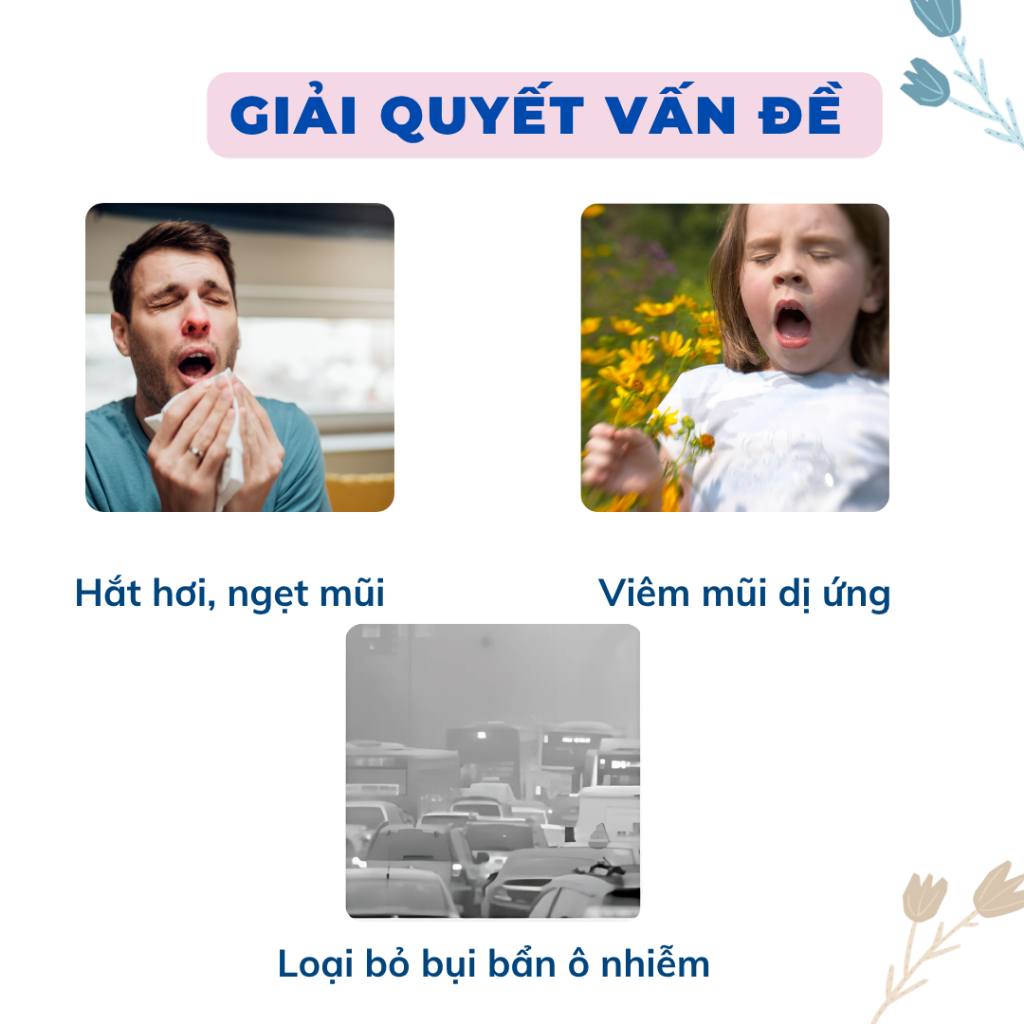 Muối rửa mũi chuyên dụng pha nước muối sinh lý làm sạch khoang mũi cho trẻ em và người lớn