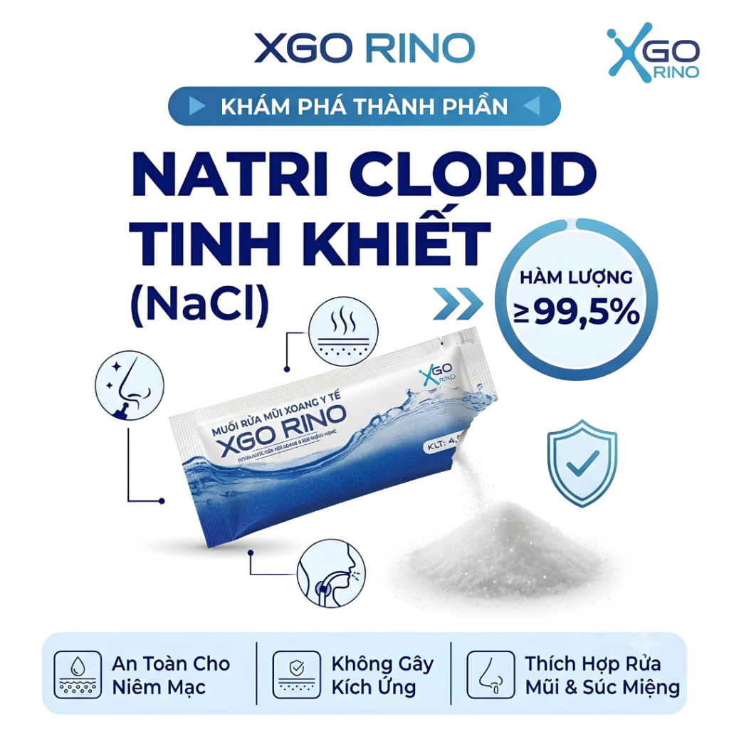 Muối rửa mũi chuyên dụng pha nước muối sinh lý làm sạch khoang mũi cho trẻ em và người lớn