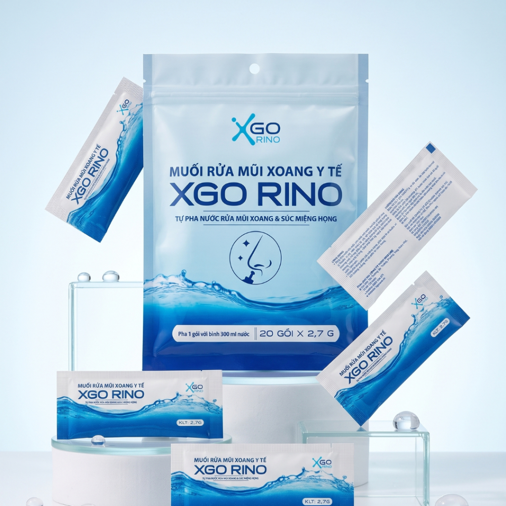 Muối rửa mũi chuyên dụng pha nước muối sinh lý làm sạch khoang mũi cho trẻ em và người lớn