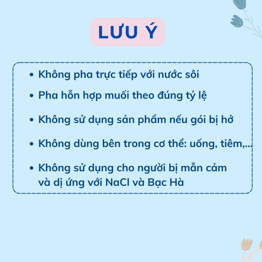Muối rửa mũi chuyên dụng pha nước muối sinh lý làm sạch khoang mũi cho trẻ em và người lớn