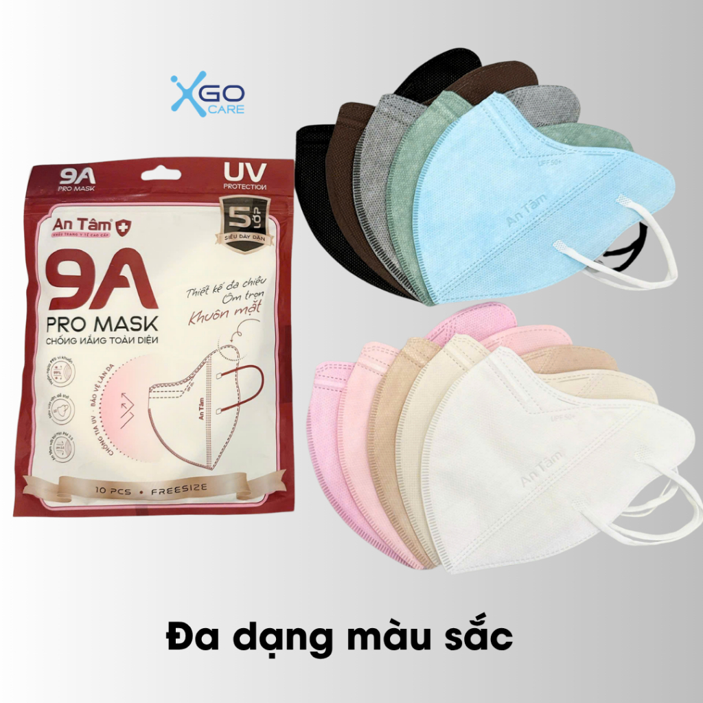 Khẩu trang 9A combo 50 cái chống nắng An Tâm 5 lớp kháng khuẩn che nắng toàn diện chắn bụn mịn và tia UV hiệu quả