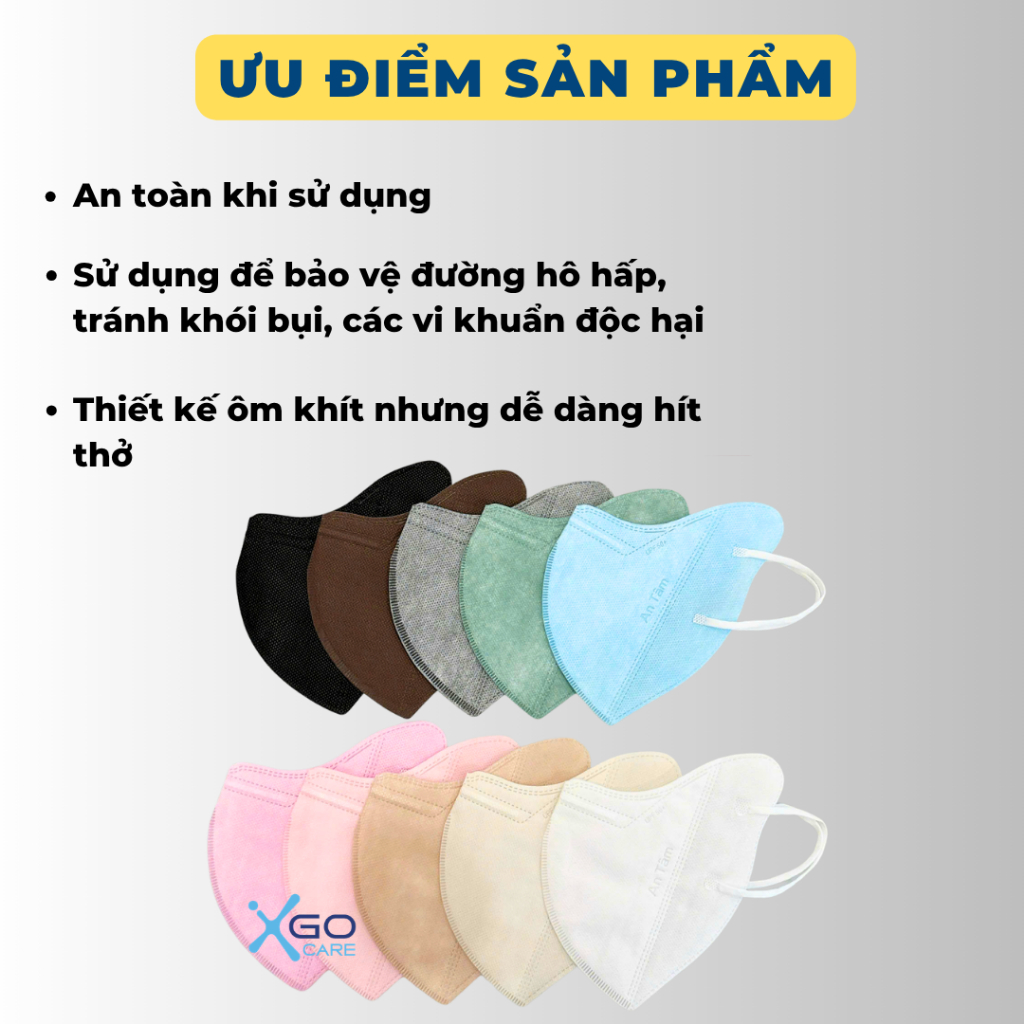 Khẩu trang 9A combo 50 cái chống nắng An Tâm 5 lớp kháng khuẩn che nắng toàn diện chắn bụn mịn và tia UV hiệu quả