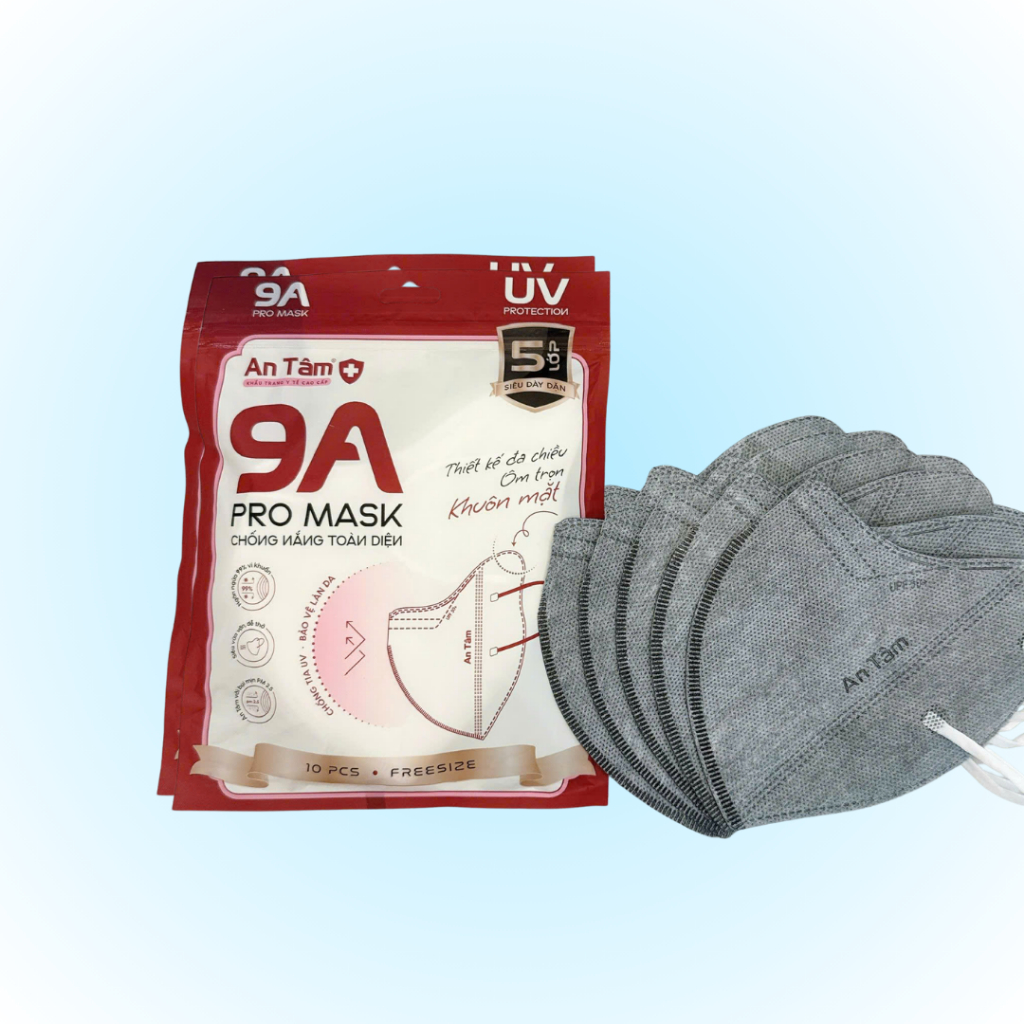 Khẩu trang 9A combo 50 cái chống nắng An Tâm 5 lớp kháng khuẩn che nắng toàn diện chắn bụn mịn và tia UV hiệu quả