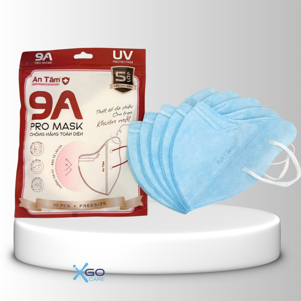 Khẩu trang 9A combo 50 cái chống nắng An Tâm 5 lớp kháng khuẩn che nắng toàn diện chắn bụn mịn và tia UV hiệu quả