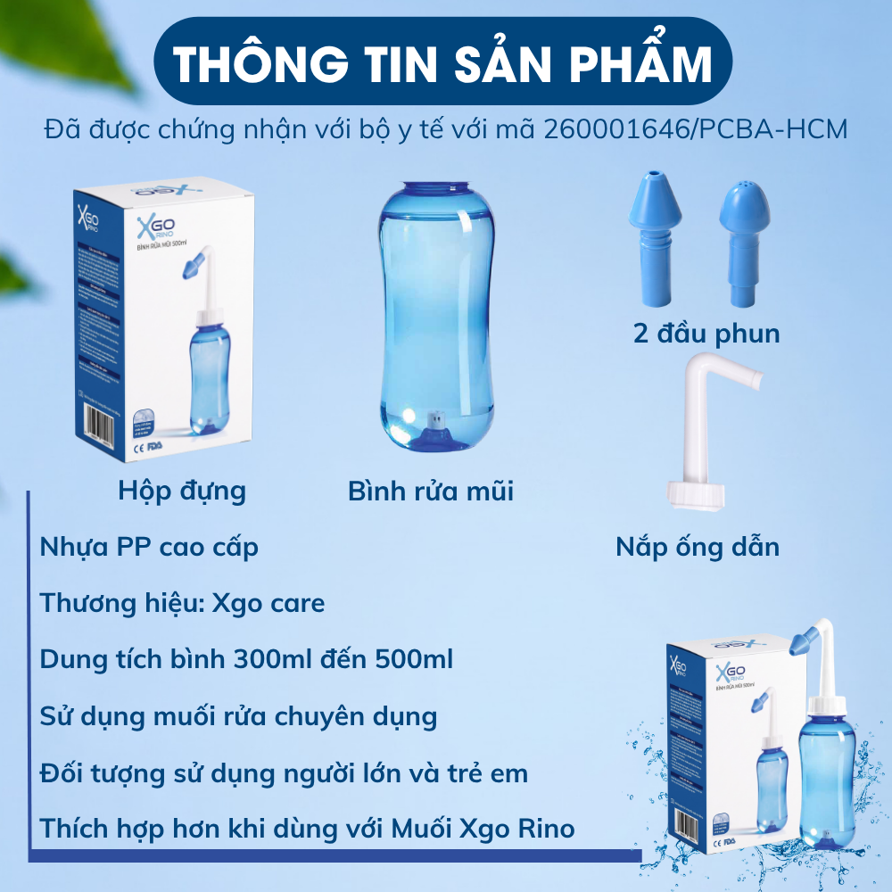 Thông tin sản phẩm Bình rửa mũi XGO Rino